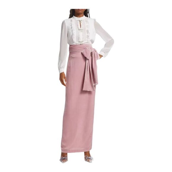 Bernadette Pink Bernard Sash Bow Velvet Skirt Size 6 (38) $805 - Picture 1 of 8
